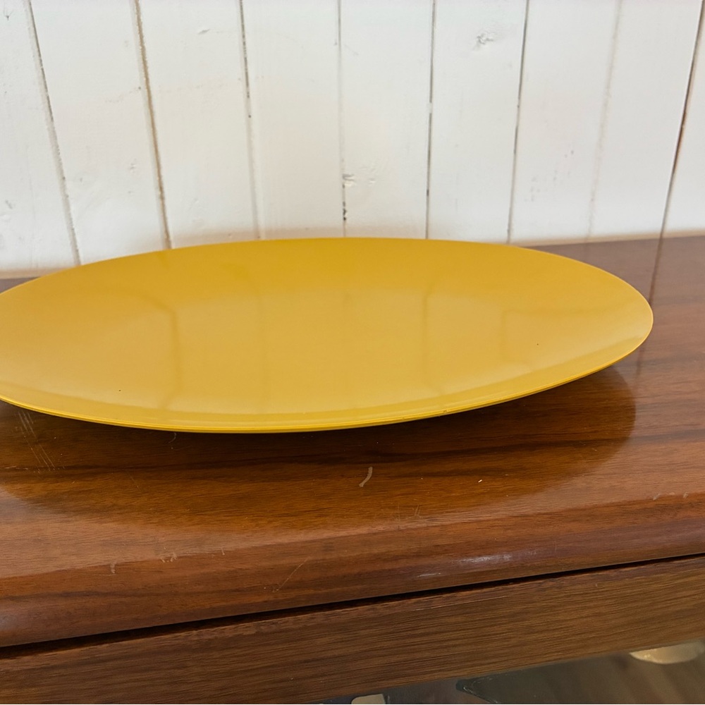 Vintage Melmac Oval Serving Platter Yellow — Made in Canada — 1960s 1970s